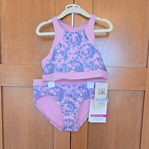 Athleta Girl Free Spirit Bikini Top &Bottom Set (Pink and Purple Tie-Dye)